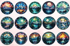 Watercolor Stained Glass Northern Lights Clipart Bundle Product Image 4