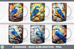 Bundle of six Painted Glass Nuthatches Mug Wrap designs.
