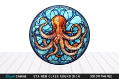Stained Glass Octopus Wind Spinner Sublimation Design PNG Product Image 1