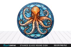 Stained Glass Octopus Wind Spinner Sublimation Design PNG Product Image 1