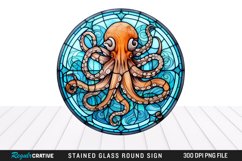 Stained Glass Octopus Wind Spinner Sublimation Design PNG Product Image 1