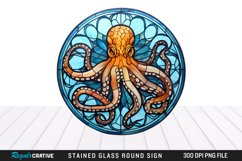 Stained Glass Octopus Wind Spinner Sublimation Design PNG Product Image 1