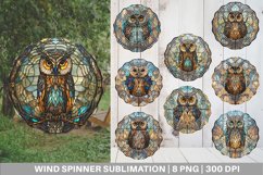 Stained Glass Owl Wind Spinner | Sublimation Spinner Design Product Image 1