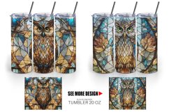 Stained Glass Owl | Tumbler Sublimation Wrap Product Image 3