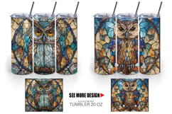Stained Glass Owl | Tumbler Sublimation Wrap Product Image 5