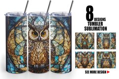 Stained Glass Owl | Tumbler Sublimation Wrap Product Image 1