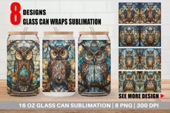 Stained Glass Owl Glass Can Wraps Product Image 1