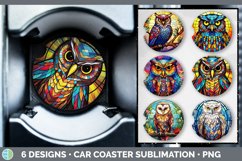 Bundle of six Painted Glass Owls Car Coaster designs.