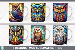 Bundle of six Painted Glass Owls Mug Wrap designs.