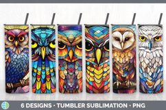 Bundle of six Painted Glass Owls Tumbler designs.