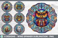 Bundle of six Painted Glass Owls Wind Spinner designs.