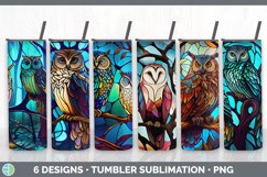 Bundle of six Stained Glass Owl sublimation tumbler designs.