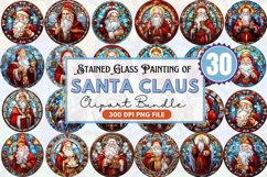 Stained Glass Painting of Santa Claus Watercolor Clipart Product Image 1