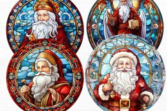 Stained Glass Painting of Santa Claus Watercolor Clipart Product Image 4