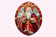 Stained Glass Painting of Santa Claus Watercolor Clipart Product Image 5
