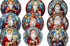 Stained Glass Painting of Santa Claus Watercolor Clipart Product Image 6