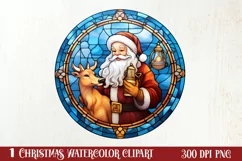 Stained Glass Painting Of Santa Clipart Sublimation Product Image 1