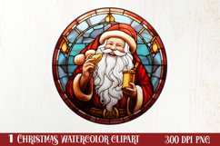 Stained Glass Painting Of Santa Clipart Sublimation Product Image 1