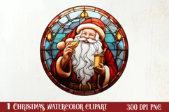 Stained Glass Painting Of Santa Clipart Sublimation Product Image 1