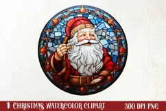 Stained Glass Painting Of Santa Clipart Sublimation Product Image 1