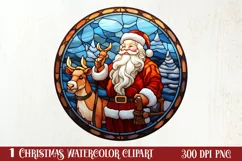 Stained Glass Painting Of Santa Clipart Sublimation Product Image 1