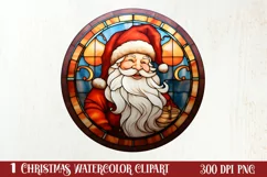 Stained Glass Painting Of Santa Clipart Sublimation Product Image 1