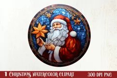Stained Glass Painting Of Santa Clipart Sublimation Product Image 1