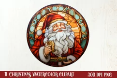 Stained Glass Painting Of Santa Clipart Sublimation Product Image 1