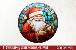 Stained Glass Painting Of Santa Clipart Sublimation Product Image 1