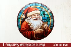 Stained Glass Painting Of Santa Clipart Sublimation Product Image 1