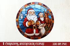 Stained Glass Painting Of Santa Clipart Sublimation Product Image 1