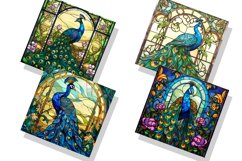 Stained Glass Peacock Bird Watercolor Clipart Bundle Product Image 5