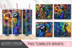 3D Stained glass peacock Tumbler Wrap Product Image 1