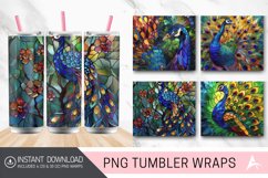 3D Stained glass peacock Tumbler Wrap Product Image 1