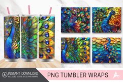 3D Stained glass peacock Tumbler Wrap Product Image 1