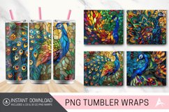3D Stained glass peacock Tumbler Wrap Product Image 1