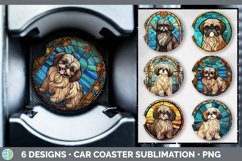 Bundle of six Painted Glass Pekingese Car Coaster designs.