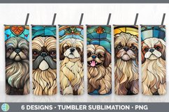 Bundle of six Painted Glass Pekingese Tumbler designs.