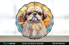 Stained Glass Pekingese Dog Spinner Sublimation Design PNG Product Image 1