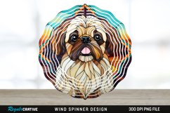 Stained Glass Pekingese Dog Spinner Sublimation Design PNG Product Image 1