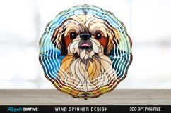 Stained Glass Pekingese Dog Spinner Sublimation Design PNG Product Image 1
