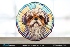 Stained Glass Pekingese Dog Spinner Sublimation Design PNG Product Image 1