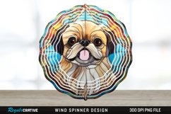 Stained Glass Pekingese Dog Spinner Sublimation Design PNG Product Image 1