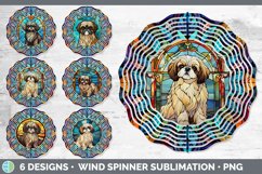 Bundle of six Painted Glass Pekingese Wind Spinner designs.