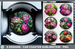 Bundle of six Floral Peonies Car Coaster designs.