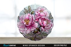 Stained Glass Peony Flowers Wind Spinner Sublimation PNG Product Image 1