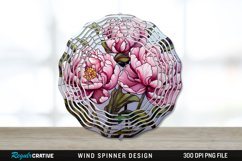 Stained Glass Peony Flowers Wind Spinner Sublimation PNG Product Image 1