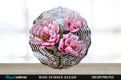 Stained Glass Peony Flowers Wind Spinner Sublimation PNG Product Image 1