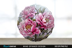 Stained Glass Peony Flowers Wind Spinner Sublimation PNG Product Image 1
