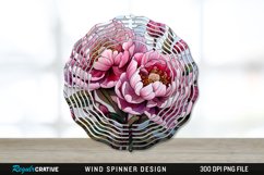 Stained Glass Peony Flowers Wind Spinner Sublimation PNG Product Image 1